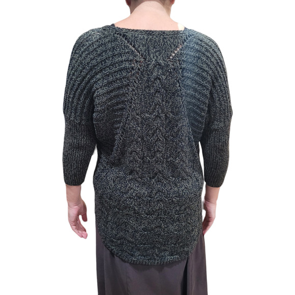 Express Gray Speckled Knit Sweater Sz S 3/4 Sleeve V-Neck Cozy Capsule Classic - Picture 4 of 10